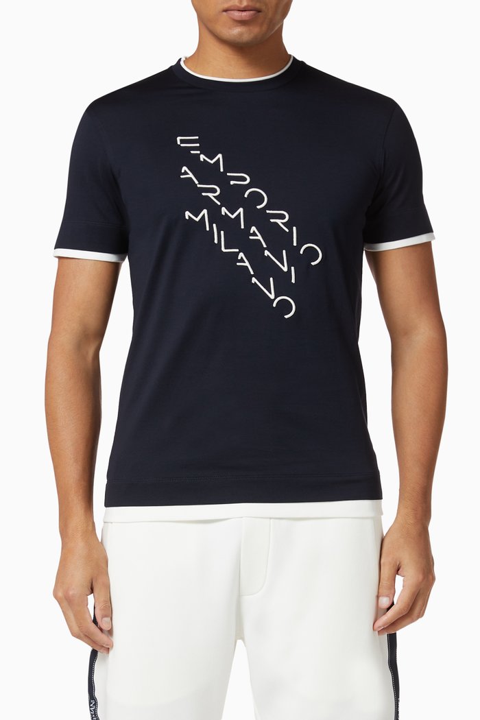 

Eagle Logo Print Jersey T-Shirt, Blue
