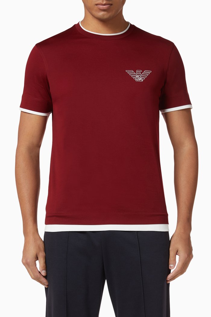 

Eagle Logo Print Jersey T-Shirt, Red