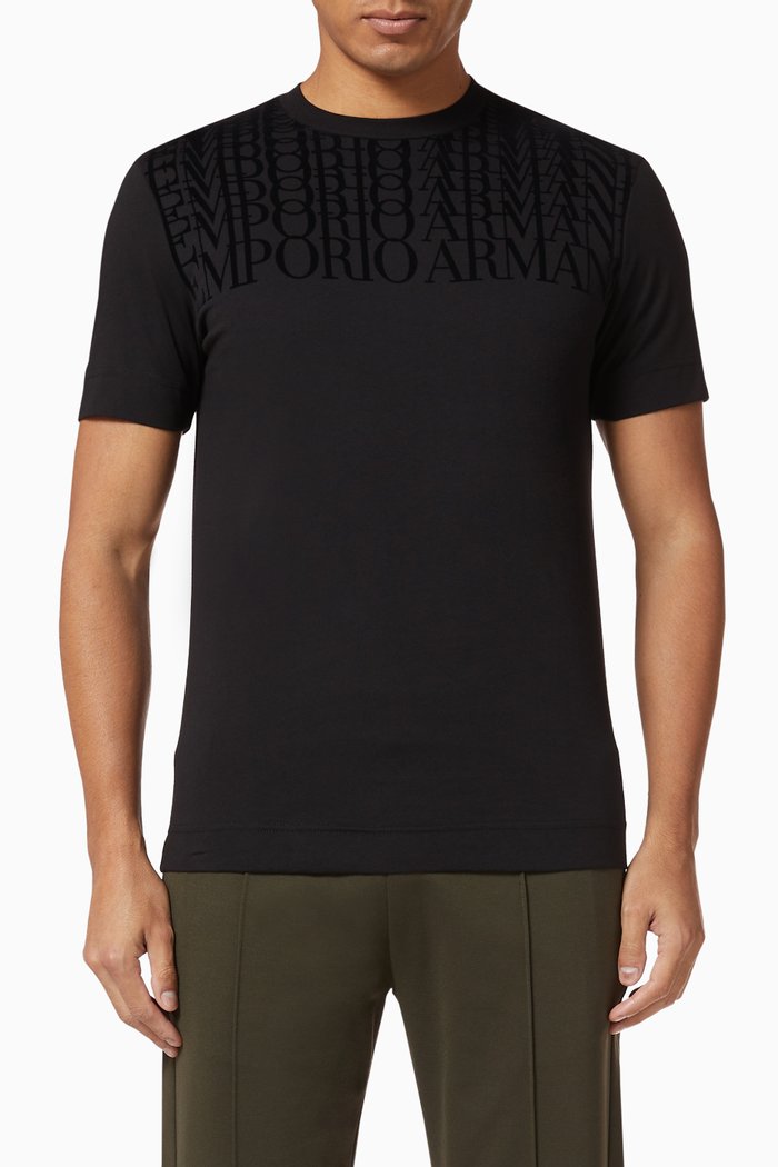 

EA Macro Flocked Text Jersey T-Shirt, Black