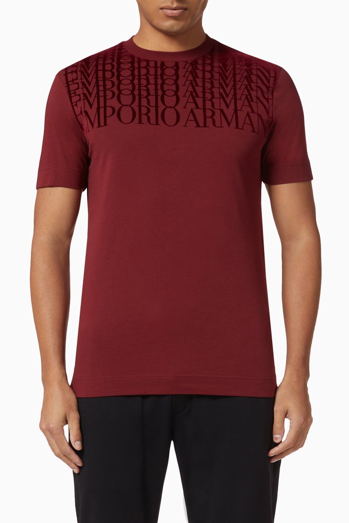 

EA Macro Flocked Text Jersey T-Shirt, Red
