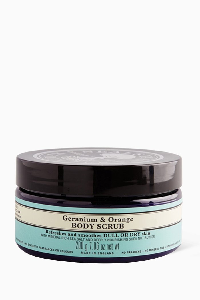 Geranium & Orange Body Scrub, 200g, Multicolour