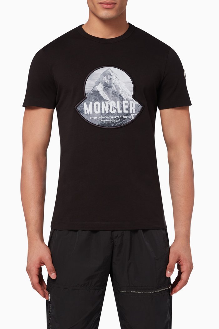 Mountain Logo Print Jersey T-Shirt, Black