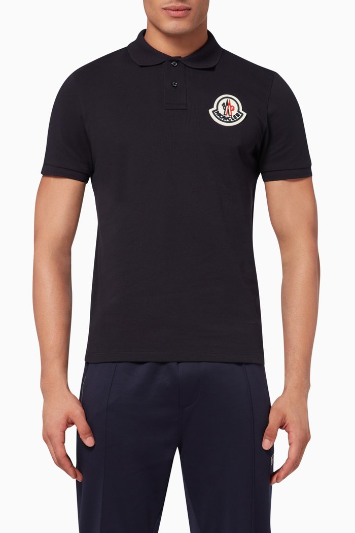 Rubber Logo Patch Polo T-Shirt, Blue