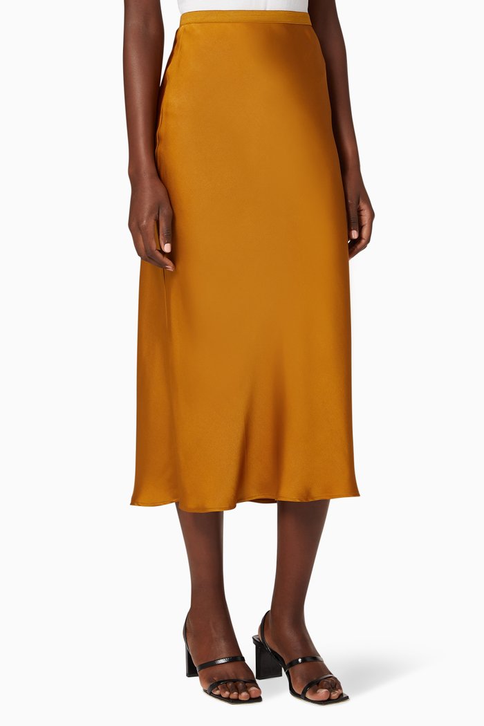 

Bar Silk Midi Skirt, Metallic