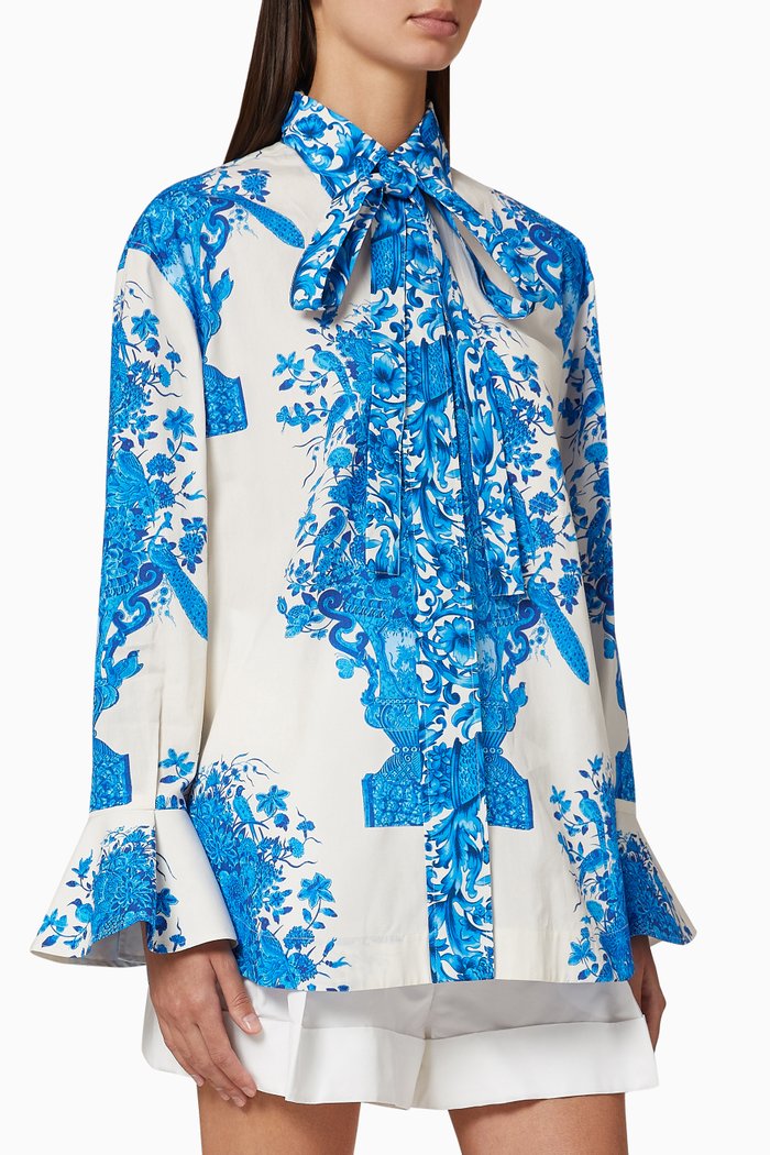 

Bluegrace Print Poplin Shirt, Blue