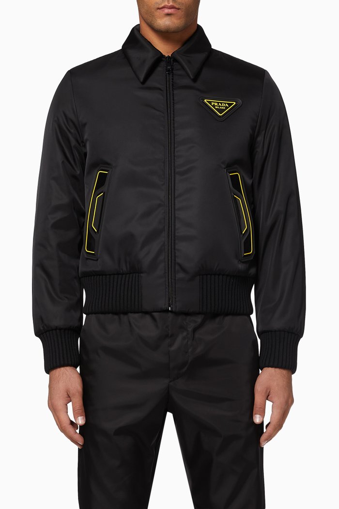 

Triangle Logo Recycled Nylon Bomber Jacket, Black