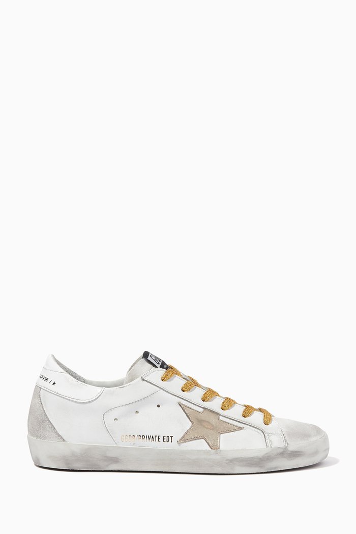 

Super-Star Sneakers with Metallic Star in Leather, White