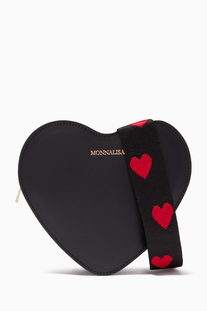 

Heart Shoulder Bag in Leather, Black
