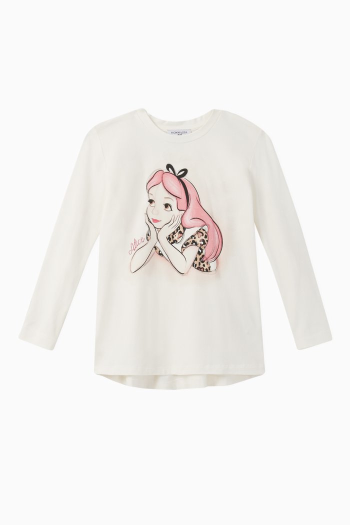Alice Ruffled Jersey T-Shirt, Neutral