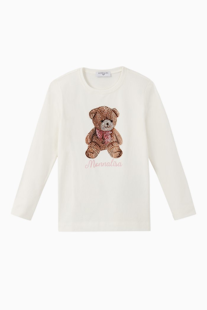 Strass Bear Jersey T-Shirt, Neutral
