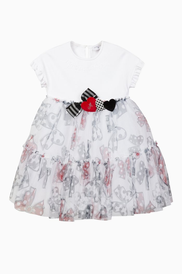 

Cotton & Mesh Tiered Dress, White