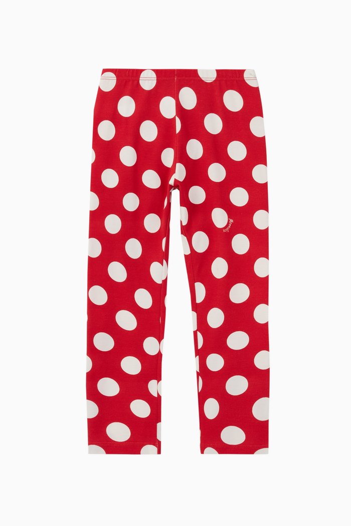 

Polka Dot Stretch Cotton Leggings, Red