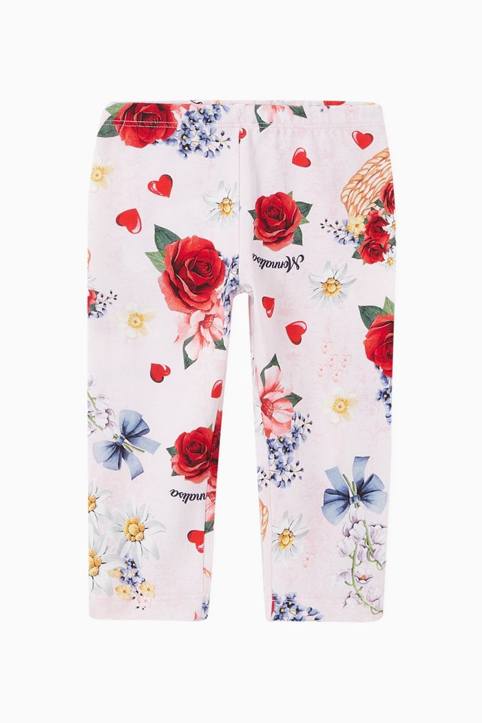 Floral Jersey Leggings, Pink