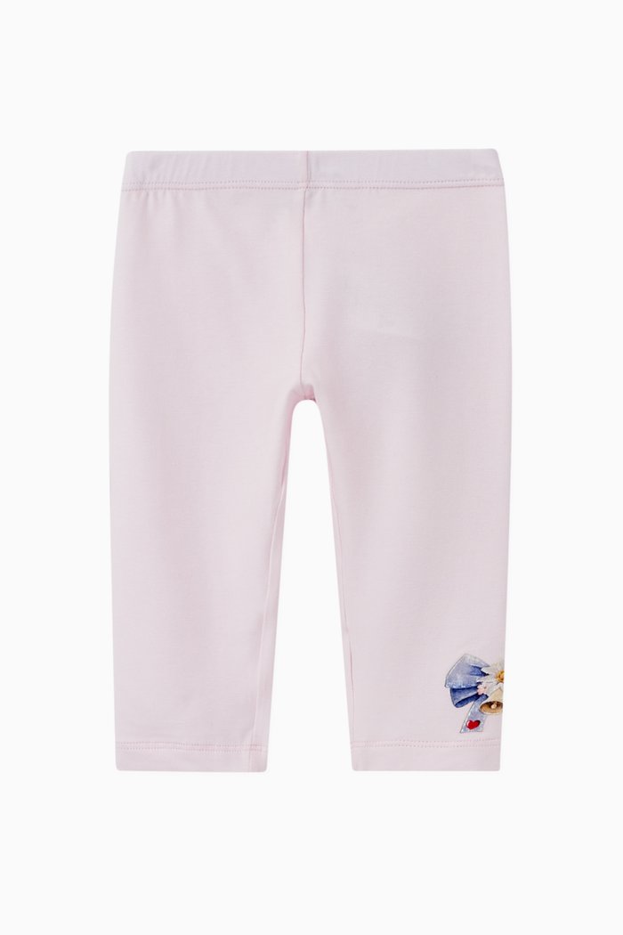 

Bow Print Jersey Leggings, Pink