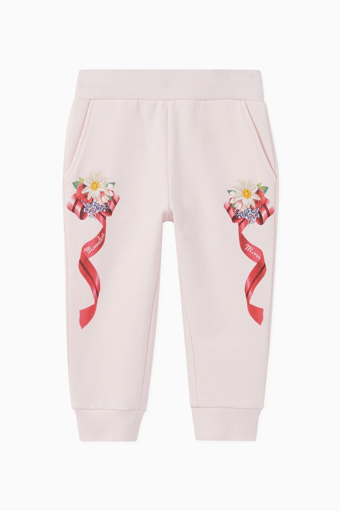 Ribbon Jersey Sweatpants, Pink