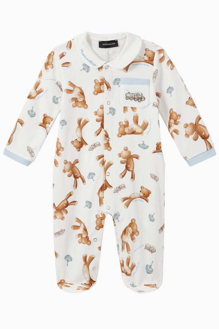 

Teddy Print Cotton Bodysuit, Neutral