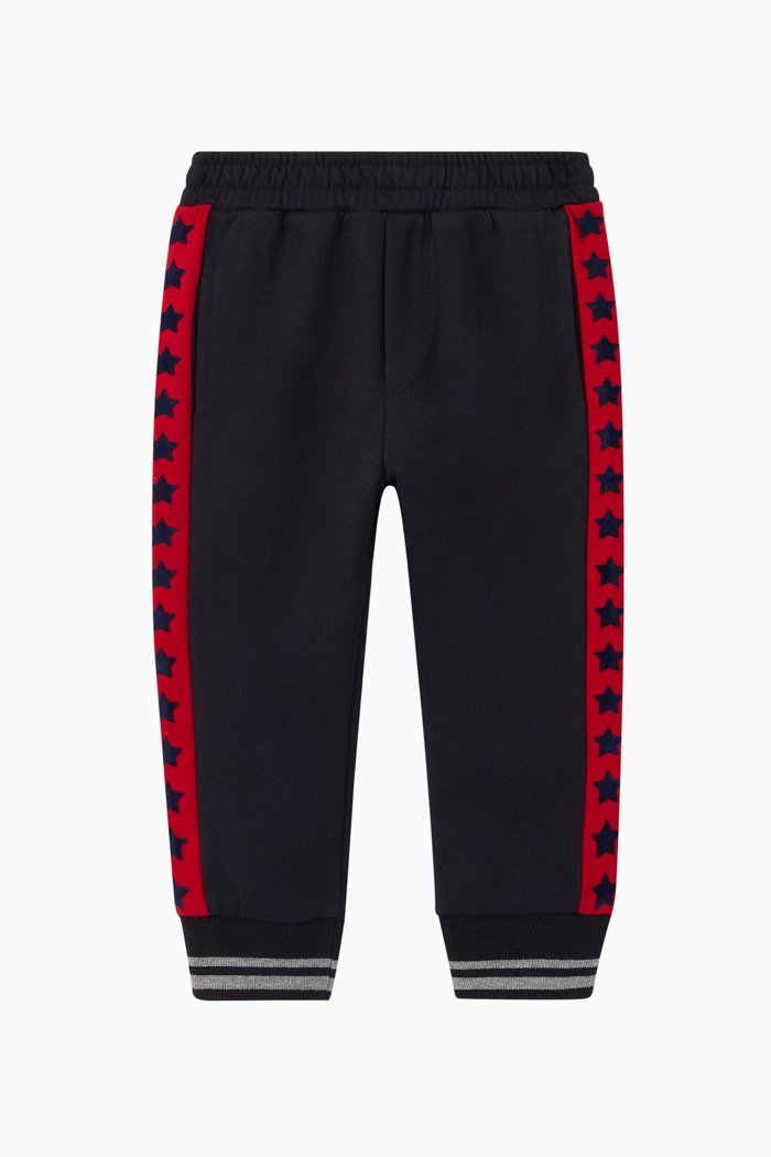 

Star Print Tape Cotton Sweatpants, Blue
