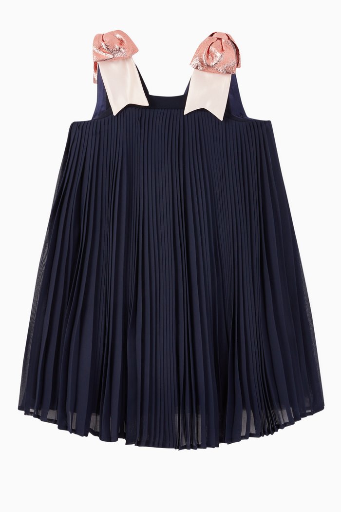 

Pleated Trapeze Dress, Blue