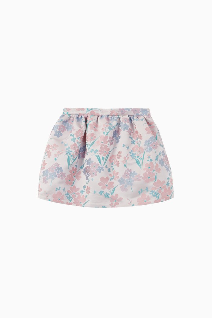 

Floral Jacquard Gathered Skirt, Purple