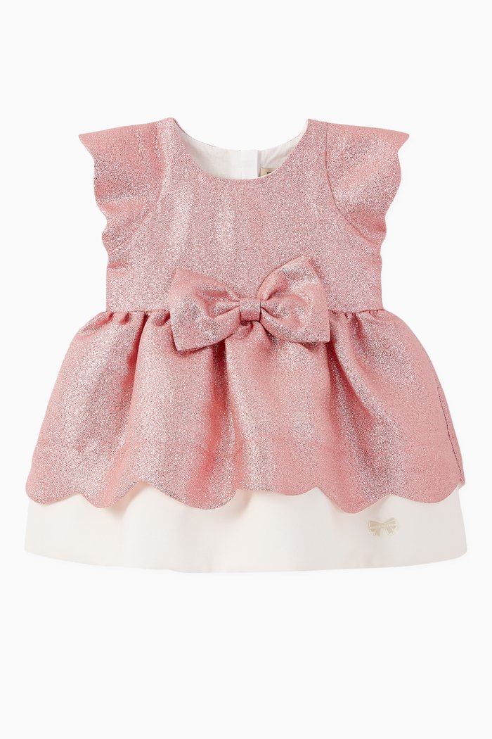 Scalloped Bodice Dress & Bloomers, Set of 2, Pink
