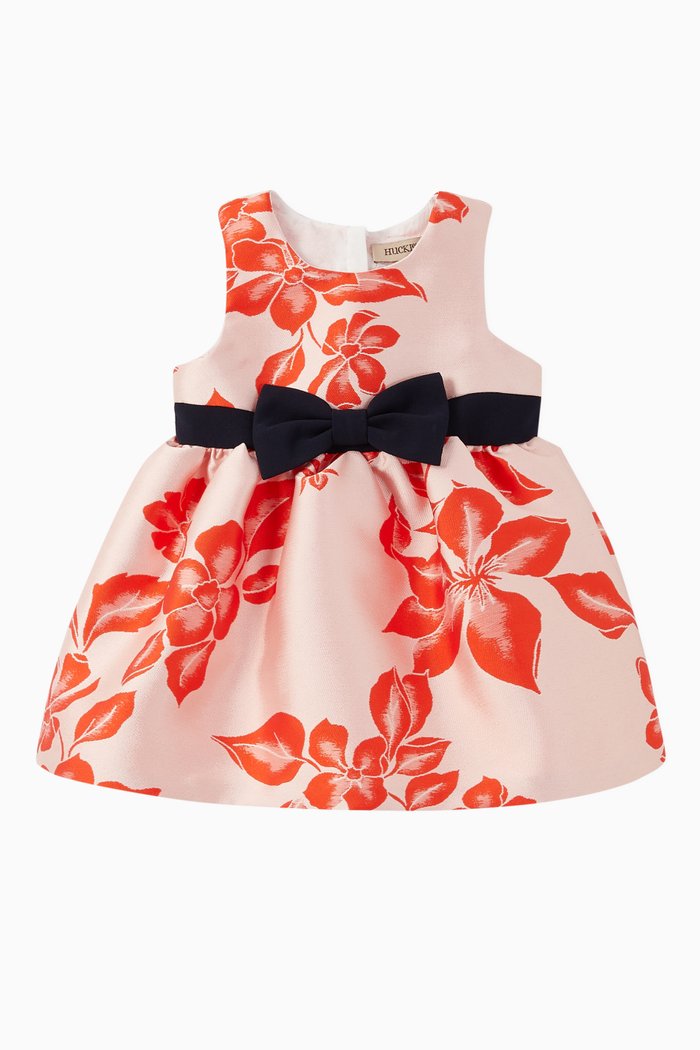 

Satin Jacquard Dress & Bloomers, Set of 2, Red