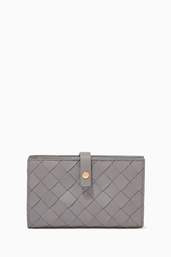 

French Wallet in Intrecciato Nappa, Grey