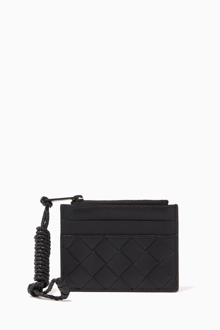 

Intrecciato Card Case in Calfskin, Black