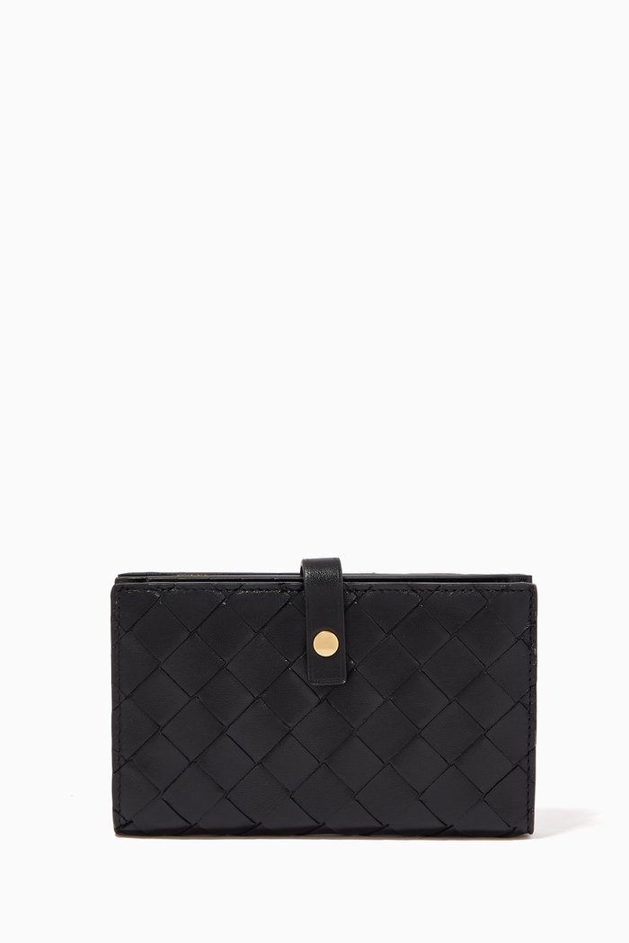 

French Wallet in Intrecciato Nappa, Black