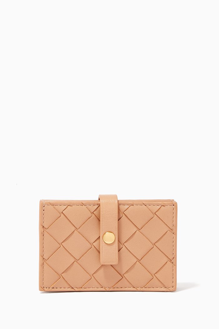 

Intrecciato Card Case in Nappa, Neutral