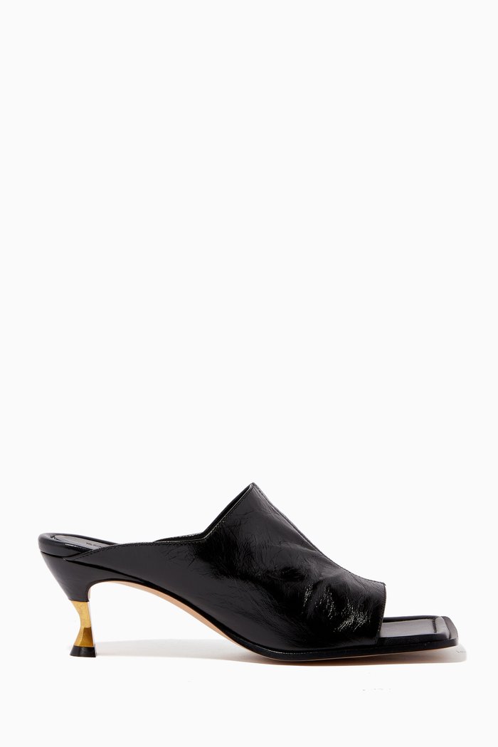 

Mule Sandals in Glossy Nappa, Black