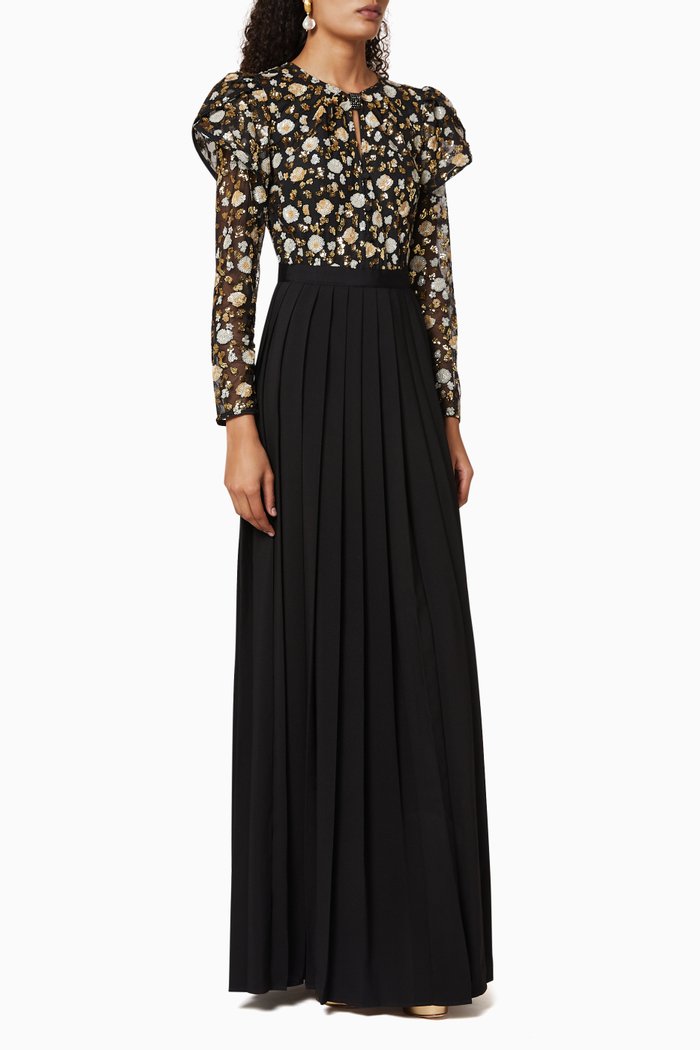 

Sequin Crepe Dress, Black