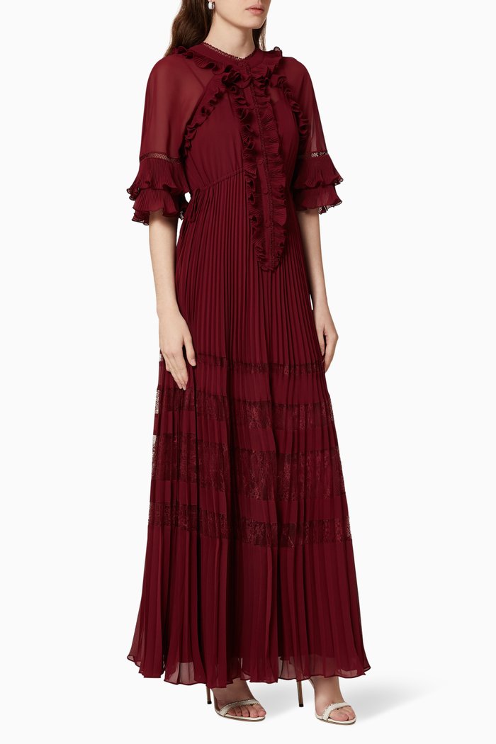 

Berry Chiffon Maxi Dress, Red
