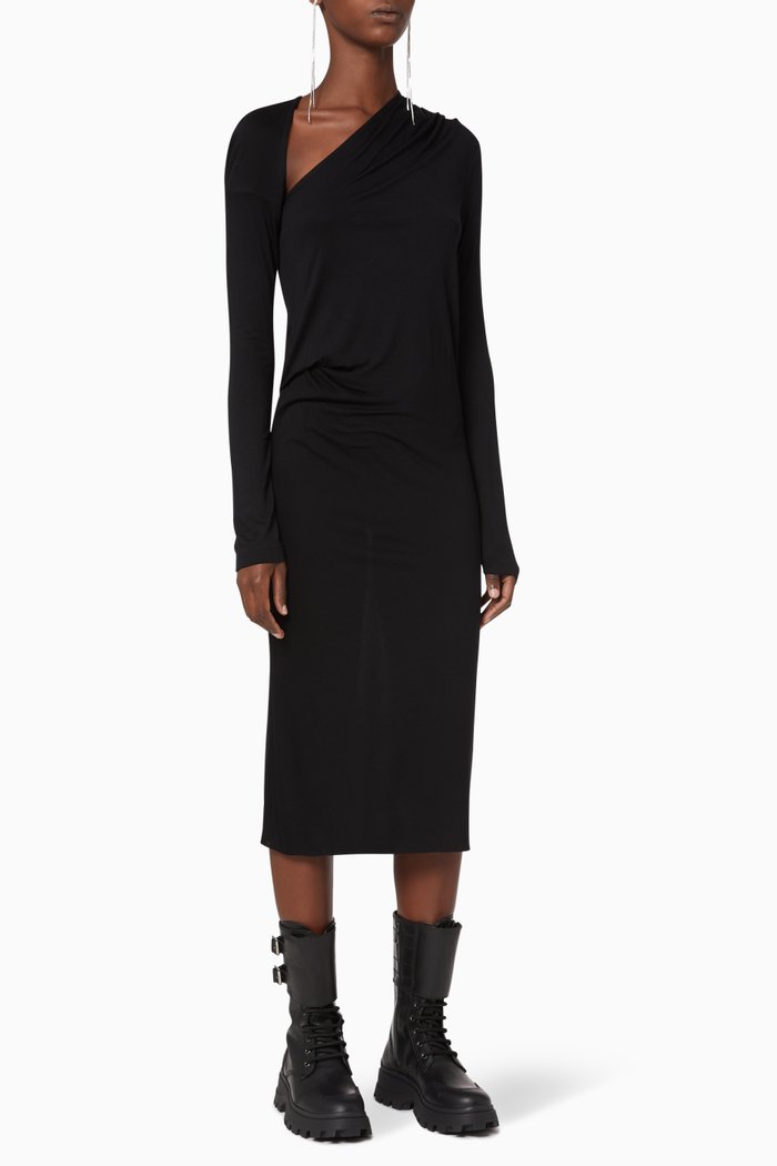 

Long Sleeve Jersey Dress, Black