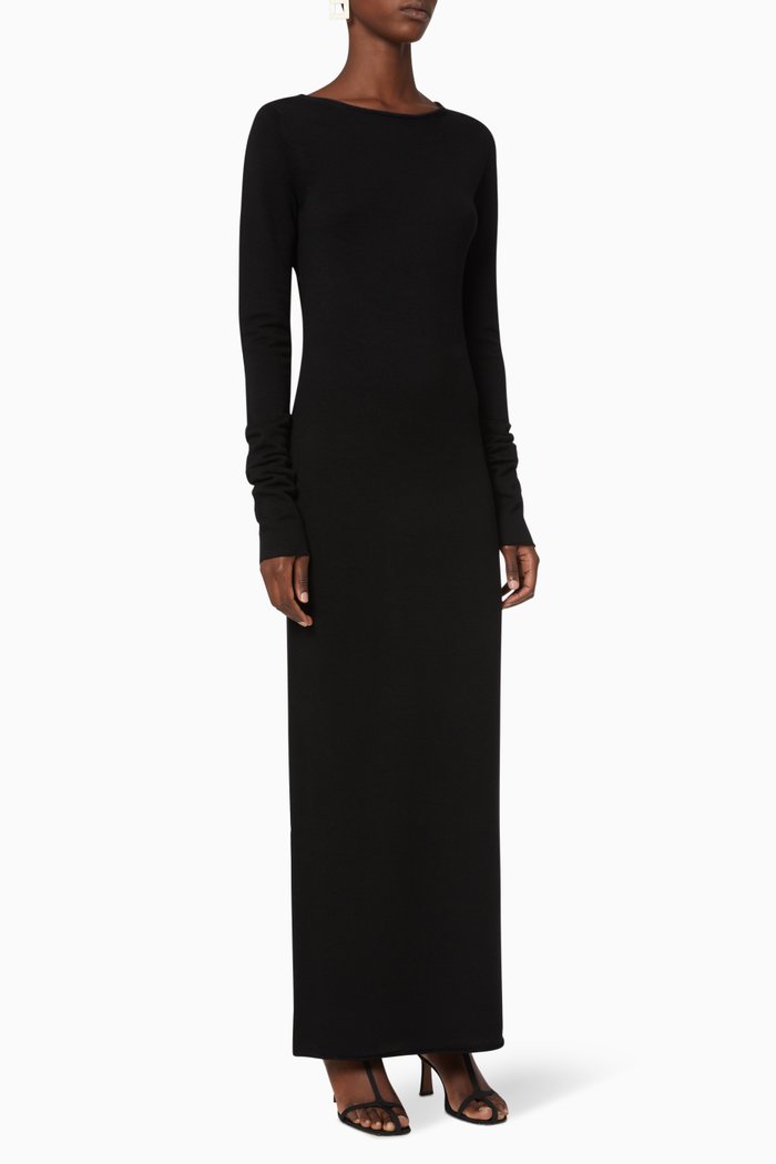 Wool Twist Dress, Black
