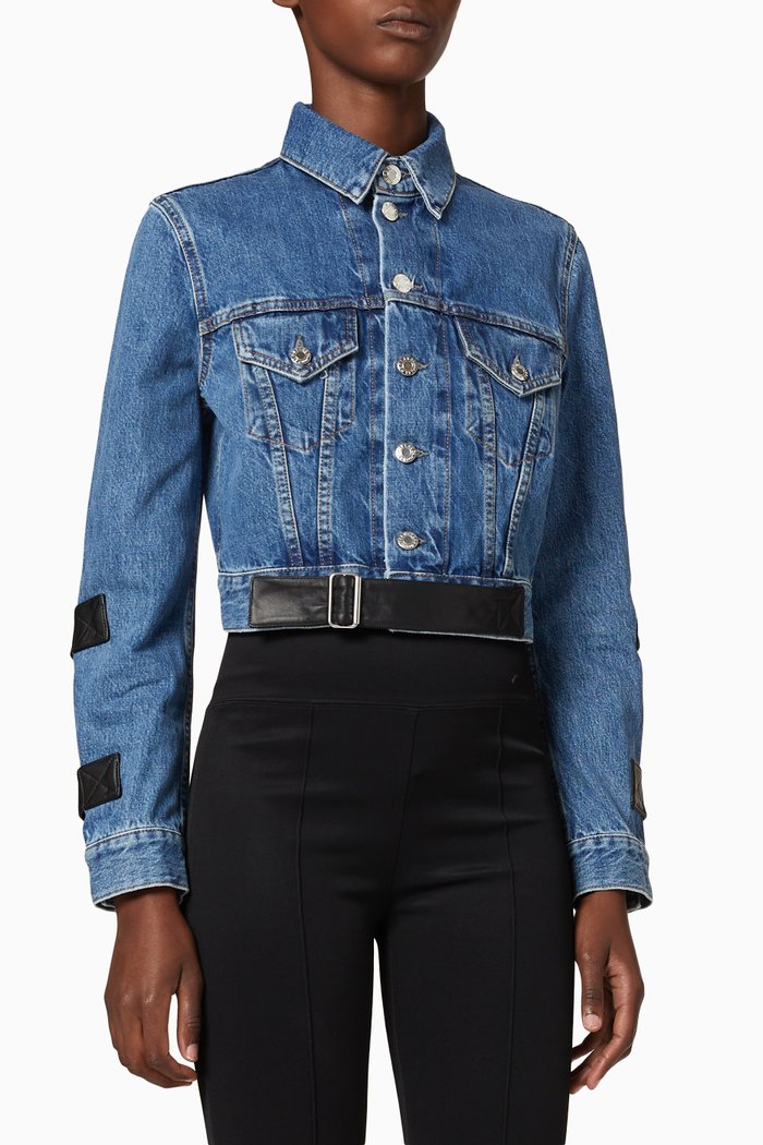 

Strap Denim Trucker Jacket, Blue