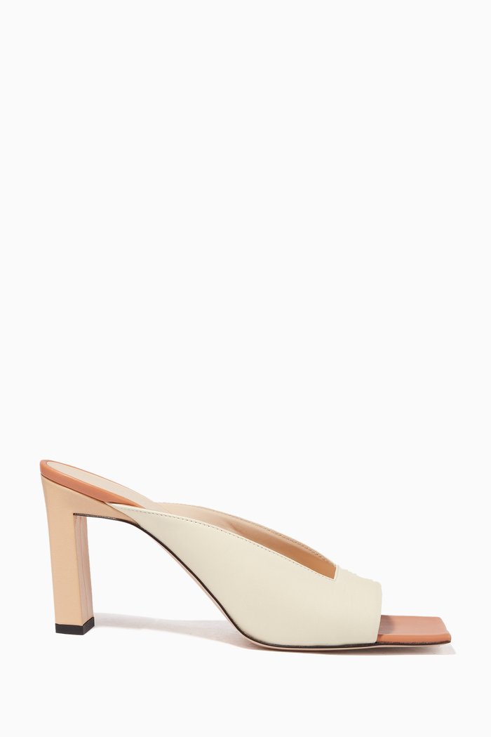 Isa Colour Block Sandals in Leather, Neutral
