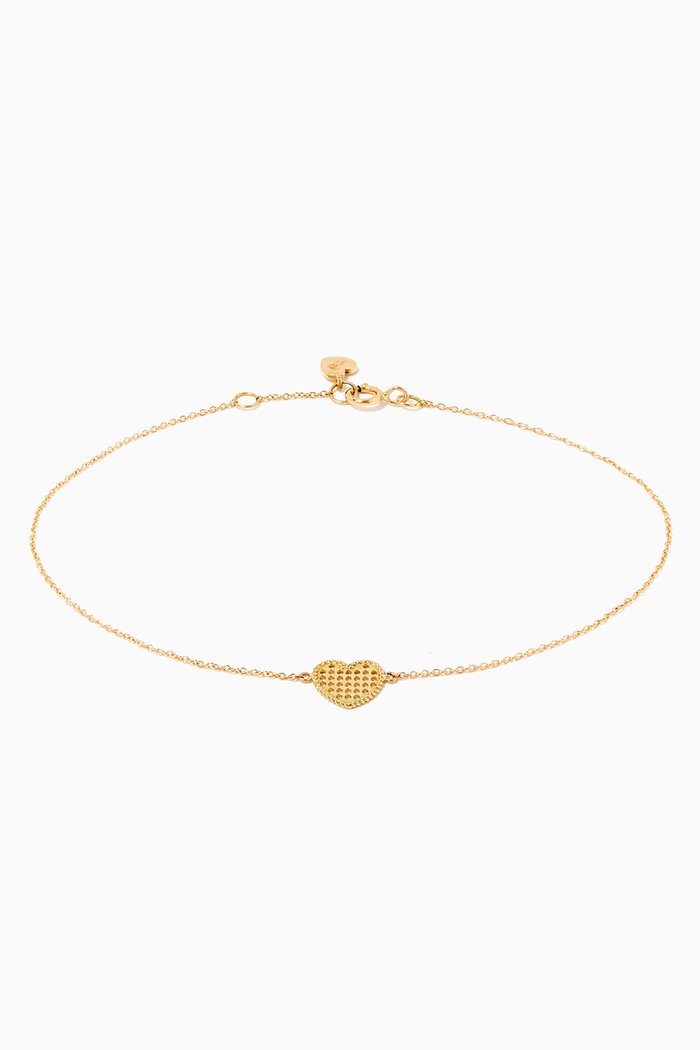 

Cross Stitch Heart Bracelet in 18kt Yellow Gold
