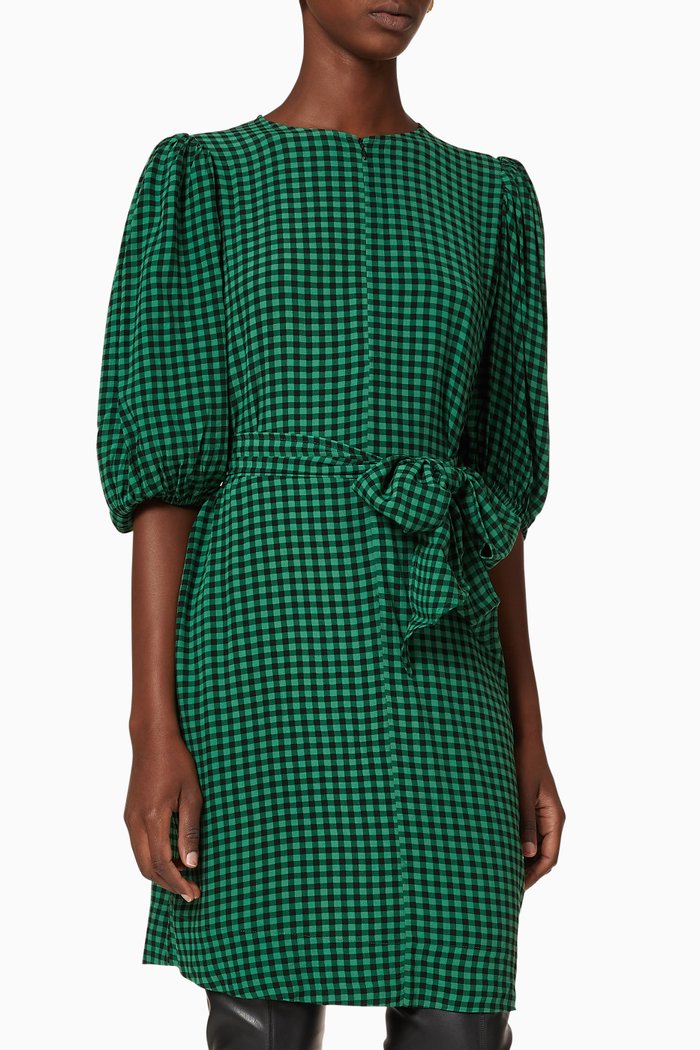 Printed Crepe Dress, Green