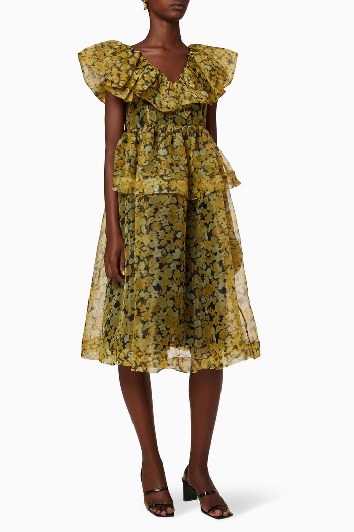 

Organza Ruffle Dress, Yellow