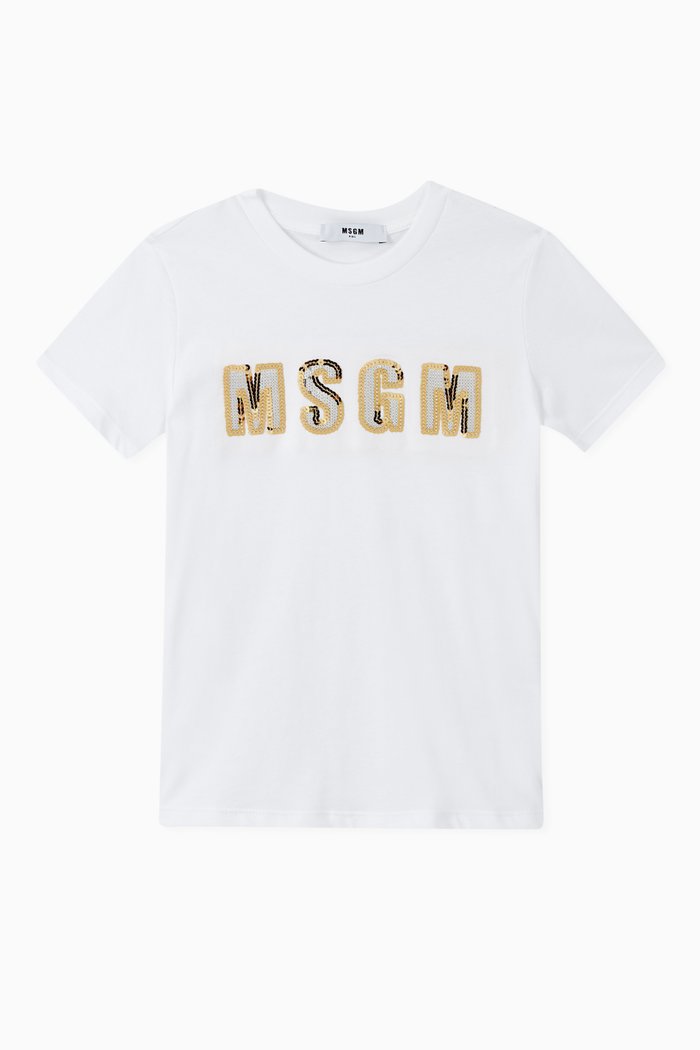 

Sequin Logo Cotton T-Shirt, White