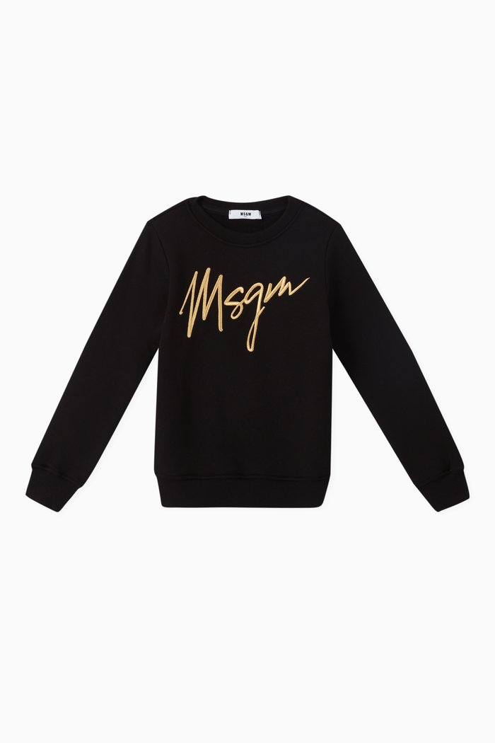Embroidered Logo Cotton Sweatshirt, Black