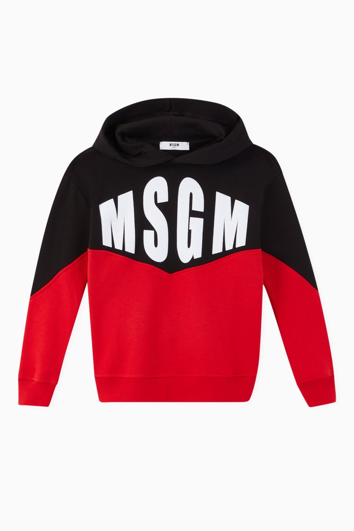 

Distorted Logo Print Cotton Hoodie, Black