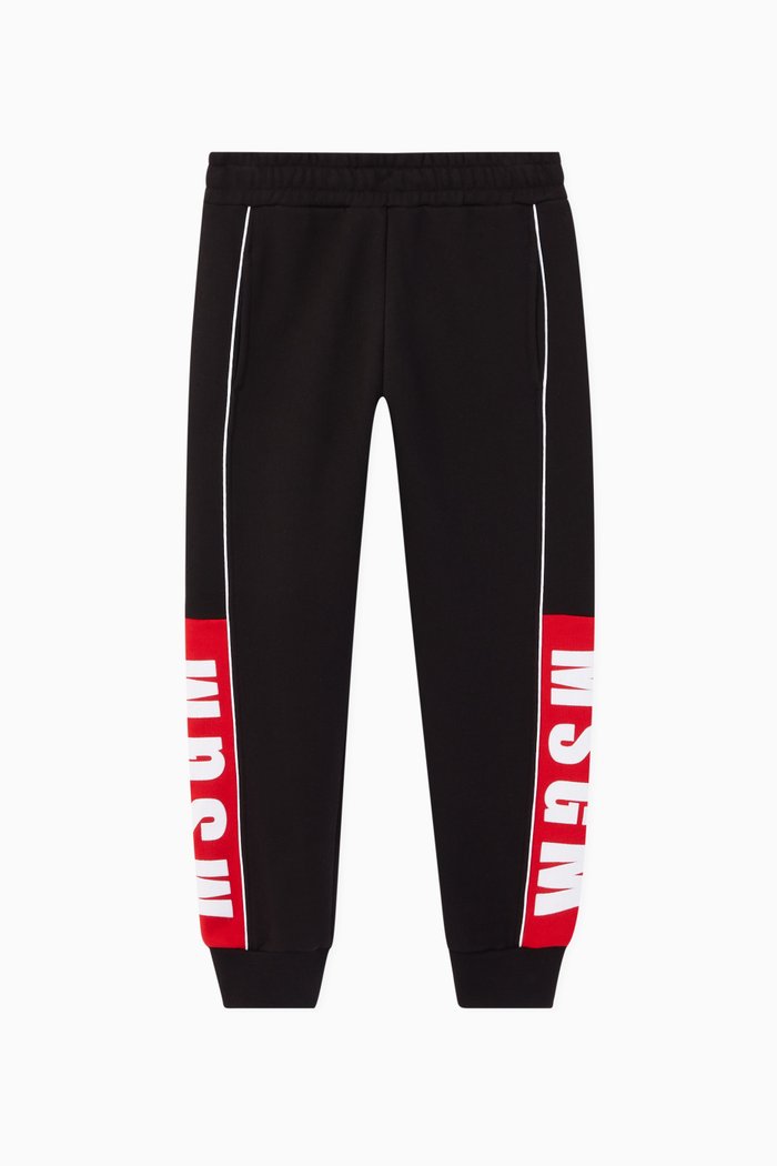 

Side Logo Print Cotton Sweatpants, Black