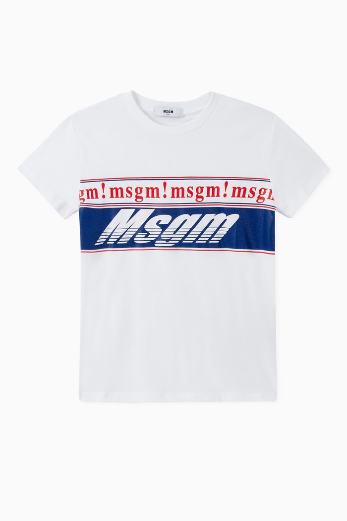 

Multi Logo Band Cotton T-Shirt, White