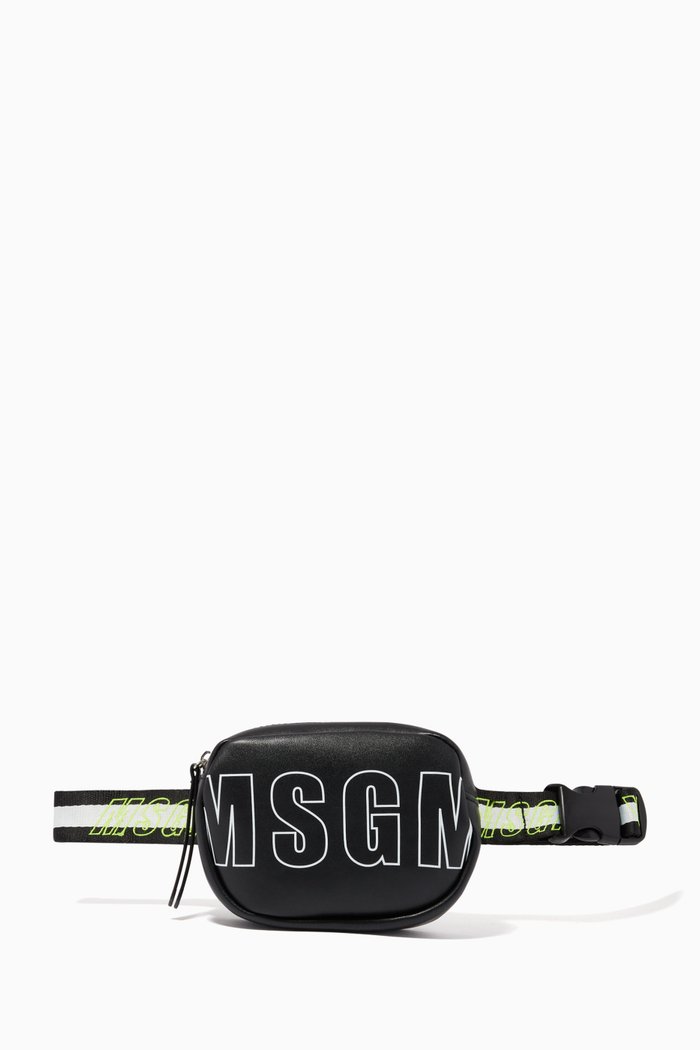

Logo Belt Bag in Faux Leather, Black
