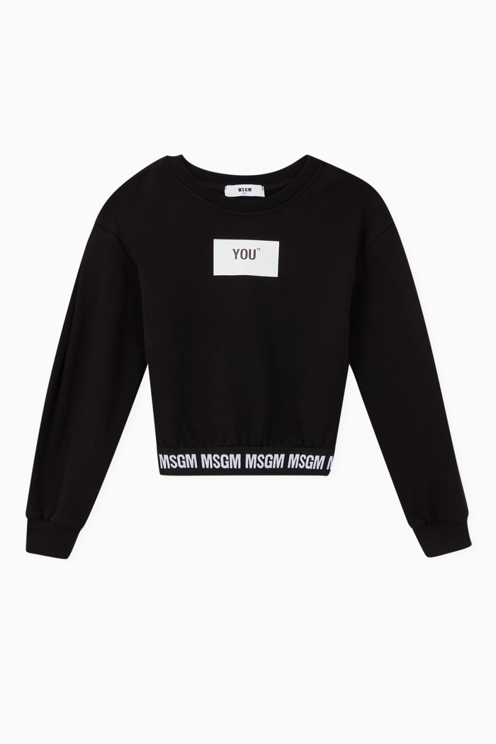 

'You' Printed Cotton Sweatshirt, Black
