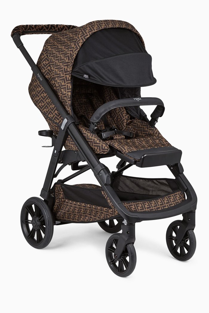 Foldable Stroller in FF Technical Fabric, Brown