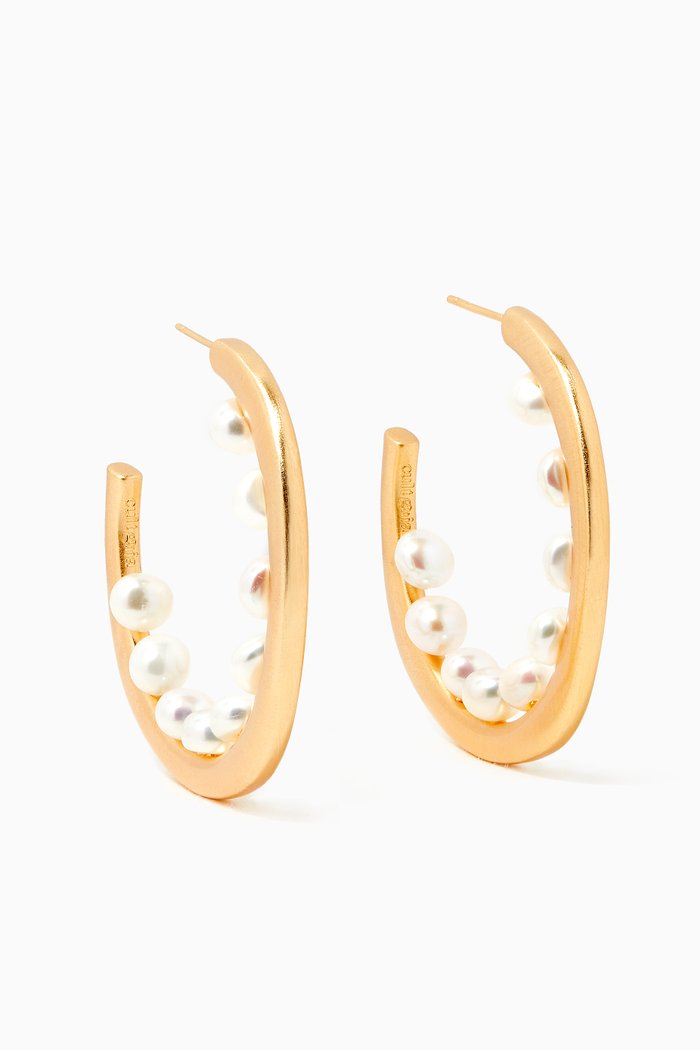

Goldie Pearl Earrings in Brass, White