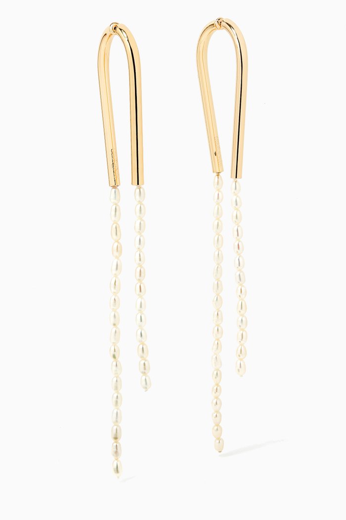 Meta Pearl Earrings, White