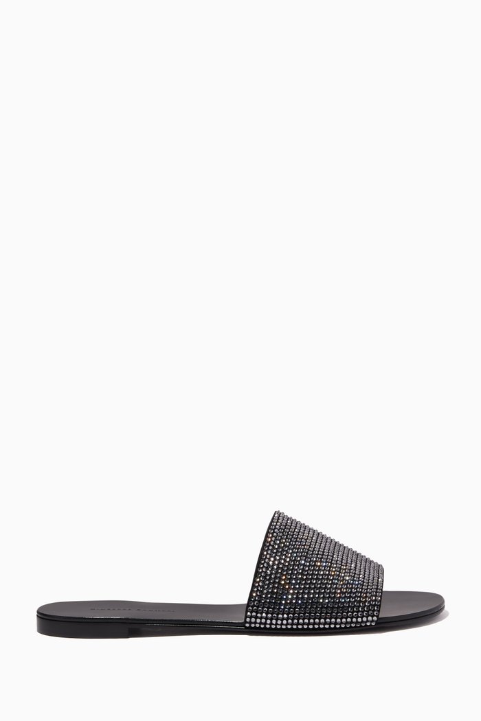 

Adelia Slippers in Crystal-Embellished Suede, Black